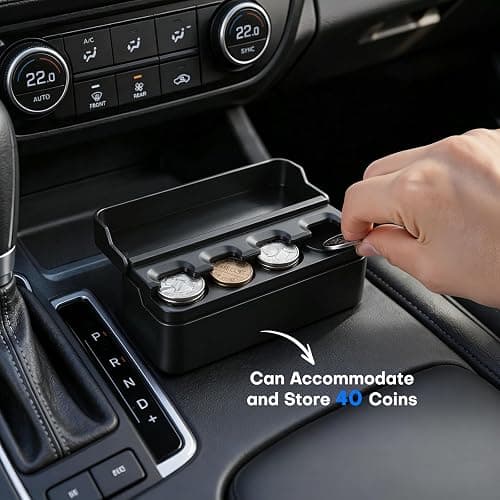 SINGARO Coin Holder for Car, Coin Change Organizer Compatible with Coins of Different Sizes, Dash-Mounted Holder Suitable for Most Cars, Trucks(Black) thumbnail 4