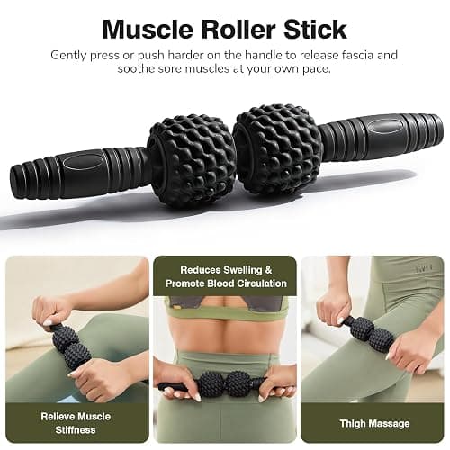 LTHTRADE 5 in 1 Foam Roller Set - Foam Roller for Legs, Muscle Roller Stick, Massage Ball, Resistance Band for Physical Therapy & Deep Tissue Muscle Massage (Black) thumbnail 4