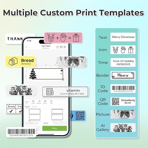 Nelko Label Maker Machine with Tape, P21 Bluetooth Label Printer, Wireless Mini Label Makers with Multiple Templates for School Office Home, Cyan thumbnail 3