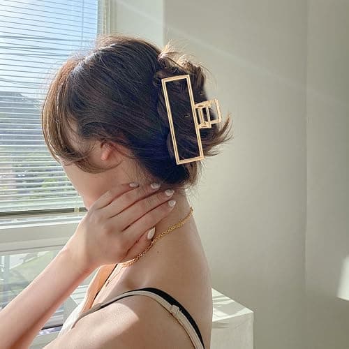 LUKACY 6 Pack Large Metal Hair Claw Clips - 4 Inch Big gold hair clips,Perfect Jaw hair clamps for Women and Thinner,Thick hair styling,Strong Hold Hair,Fashion Hair Accessories (Style 1) thumbnail 8