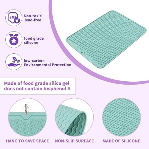 Oversize Silicone Heat Resistant Mat, Heat Mat with for Curling Iron, Travel Cover Cushion for Curling Irons, Hair Bands and Styling Tools(15.7" X 11.8") (Pink) thumbnail 3