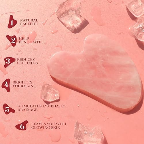 BAIMEI Jade Roller & Gua Sha, Face Roller, Facial Beauty Roller Skin Care Tools, Self Care Gift for Men Women, Massager for Face, Eyes, Neck, Relieve Fine Lines and Wrinkles - Rose Quartz thumbnail 7