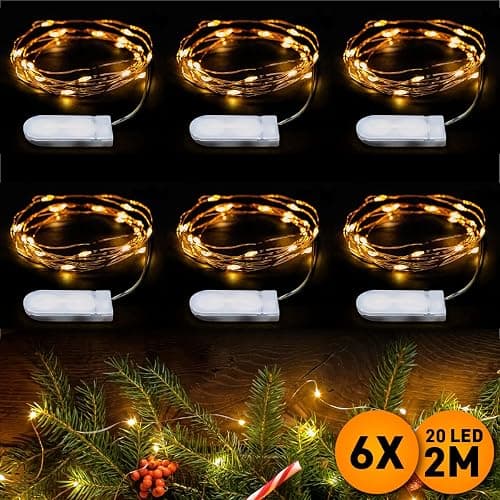 EMOS Guirlande Micro LED en Fil de Cuivre 2m, 20 LED à Pile CR2032 | Guirlande Lumineuse pour Chambre, Intérieur Deco pour Mariage, Noël, Fête, Blanc Chaud | Lot de 6 Pièces thumbnail 9