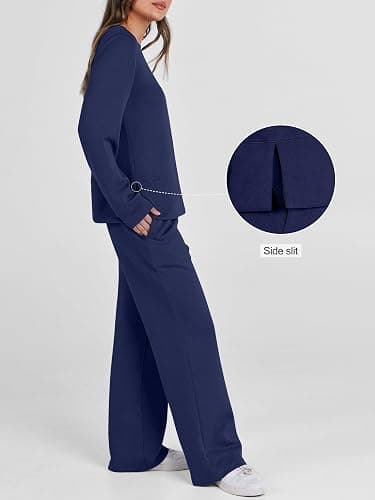 ANRABESS Women's 2 Piece Lounge Sets Casual Travel Outfits Wide Leg Tracksuit Sweatsuits Matching Set 2025 Fall Clothes thumbnail 4