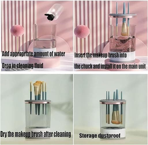 Beauty Swirl Cosmetic Brush Cleaner, Makeup Brush Cleaner, The Cozy Luna Brush Cleaner, Electric Makeup Brush Cleaner Machine for Deep Cleaning All Size Makeup Brus (1PC Transparent) thumbnail 5