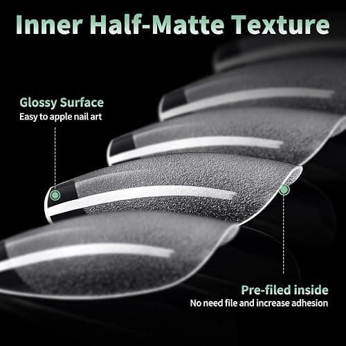 Extra Short Square Nail Tips, 216pcs Acrylic Fake Nails Soft Gel Nail Tips, Full Cover Pre-Shaped Matte Clear Press on Nails for Extension, Diy at Home Manicure 12 Sizes thumbnail 8