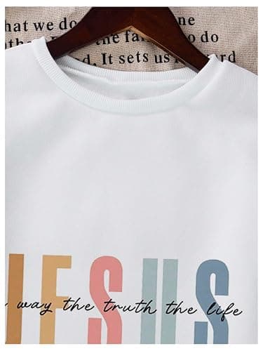 RoseSeek Girl's Christian Sweatshirts Letter Graphic Long Sleeve Crewneck Pullover Tops Fall Clothes thumbnail 4