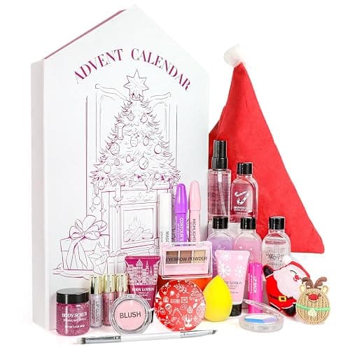 Makeup Advent Calendar 2025 Christmas Gifts, Beauty Calendar 2025 for Women, Teen Girls, Skin Care Advent Calendar with Mascara, Blush, Lip balm, Shower Gel, 2025 Self Care Gifts for Women thumbnail 2