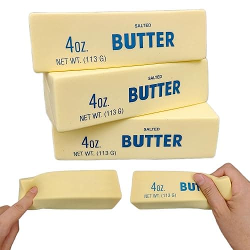 Decompression Toys, 3Pcs Squeeze Ball Realistic Butter Stick Soft Squeeze Toys 5.5" Length Resilient Stress Ball PU Decompression Wet Slow Rebound Stress Relief Toy for Kids Adults thumbnail 3