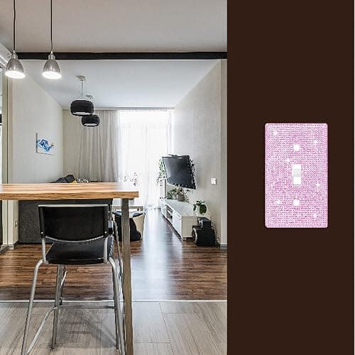 Dengduoduo Wall Plates Light Switch Cover Decorative Outlet Covers, Shiny Silver Rhinestones Bling Wall Plate Cover Wall Plate Single Gang Toggle for Kitchen Bedroom Living Room Home Decor thumbnail 2
