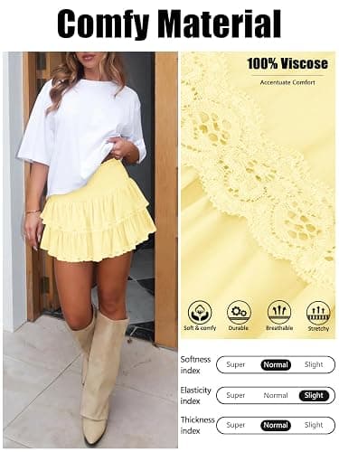 Pungdra Womens Casual Ruffle Mini Skirt Athletic Golf Tennis Skort Boho Tiered High Waist Layered Ruffle Flowy Short Skirts thumbnail 5