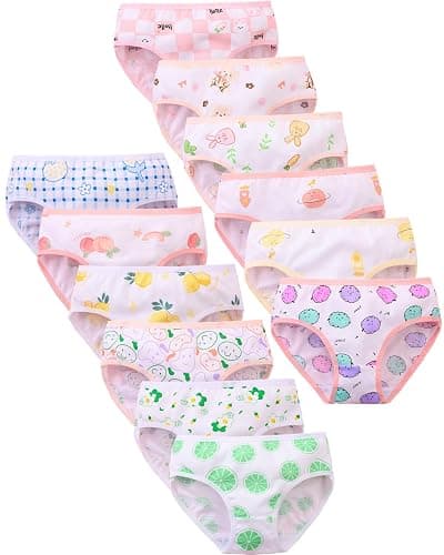 Youlebao Little Girls' Soft Cotton Underwear Breathable Comfort Panty Briefs Toddler Undies (Pack of 12) - Image 1