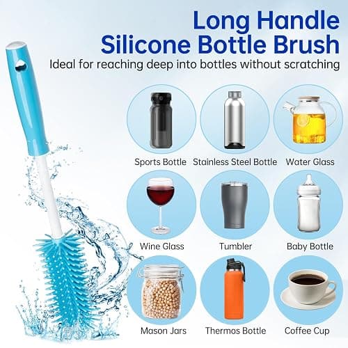 3 Pack Water Bottle Cleaner Brush Set - for Owala Cleaning Kit, Long Handle Silicone Bottle Brush Soft Touch No Scratch, Straw Cleaner Brush, 3 in 1 Multipurpose Cup Cleaner Kit for Owala Accessories thumbnail 3
