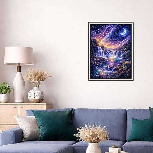 IOHEFY Diamond Painting Kits for Adults 12x16 Inch Starry Night Waterfall Galaxy Fantasy Full Drill Acrylic Rhinestone DIY Art Moon Mystical Landscape Women Beginner Wall Decor Birthday Gift thumbnail 3