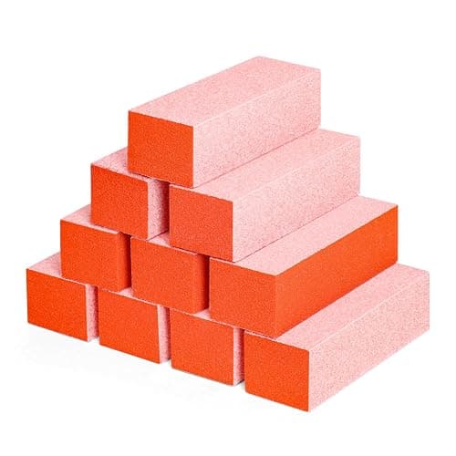 GazePlus Nail Buffer Block, Coarse Grit 80/80/100, 3.5" Long, 3 Way Buff for Acrylic Nail Gel Polish Nail, Pedicure, Manicure 10 Count, Orange - Image 1