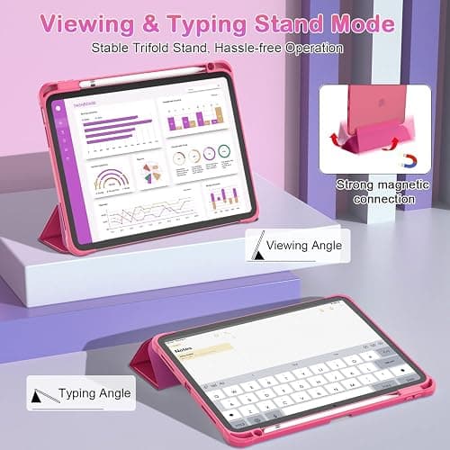 OKP Case for iPad 11th Generation 11-inch (A16) 2025, for 10.9'' iPad 10th Gen 2022, Slim Lightweight i Pad 11/10 th Gen Protective Cover with Trifold Stand, Auto Wake/Sleep, Clear PC Back Shell, Pink thumbnail 3
