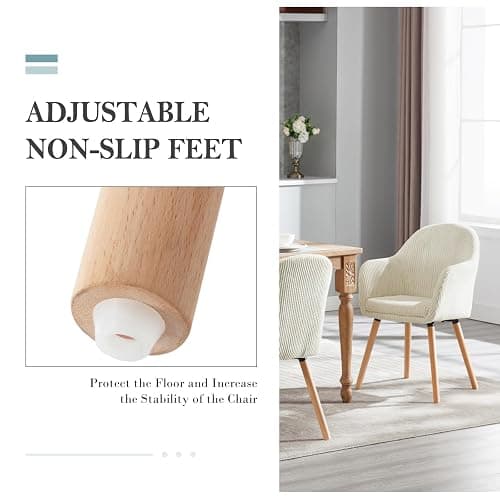 WOLTU Esszimmerstühle 4er Set, Stuhl Esszimmer Esstisch, Küchenstuhl Armlehnstuhl Polsterstuhl, Sessel Wohnzimmer Modern, mit Armlehnen, aus Cord, Massivholzbeine, Beige, EZS26cm-4 thumbnail 8