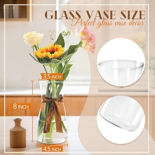 Der Rose 8 inch Clear Glass Flower Vases for Flower Bouquet Decoration Home Centerpiece Wedding Decor Gift thumbnail 4