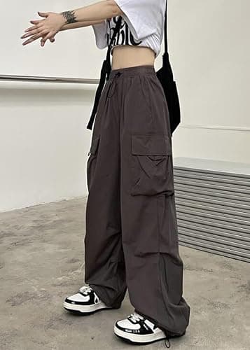 DINGJIUYAN Parachute Cargo Harem Pants Women Gothic Y2k Plus Size Elastic Waist Trousers Harajuku Punk Jogger thumbnail 7