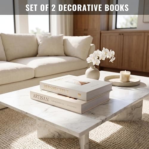 SunplusTrade Bookshelf Decor, White Decorative Books, Set of 2 Boxes Decorative Books for Home Decor, Faux books for Decoration with Storage thumbnail 5