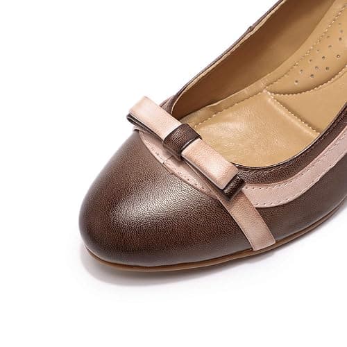 Mona flying Leather Mid Chunky Pumps Elegant Women Slip On Classic Comfortable Elegant Handmade Work Shoes thumbnail 4
