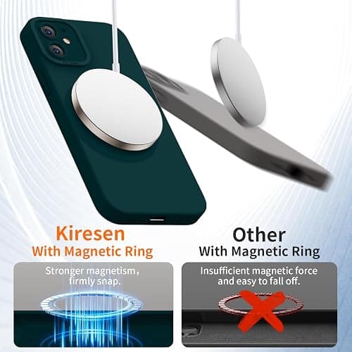 Kiresen Designed for iPhone 12 Case with Screen Protector - Upgraded Camera Protection - Wireless Charging Compatible - Silicone Protective Phone Case 6.1" for Men Women Girls - Pine Green thumbnail 3