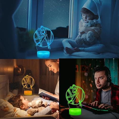 POSSHE Softball Night Light, Softball Gifts for Girls, 3D Illusion Lamp with Remote Control, 16 Colors Changing, RGB Flashing Mode and Dimmable, Softball Accessory Gifts for Girls Christmas Decor thumbnail 8