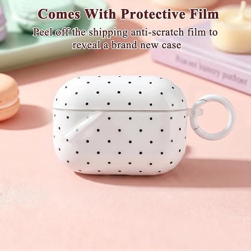 Kimiyaki Cute Polka Dot Case for AirPods Pro 3 with Cleaner Kit | Polka Dot Pattern Design,Shockproof,Full Protective Cover,Soft TPU,Daily,With Keychain,For Women,For Airpods Pro 3rd(2025) thumbnail 6