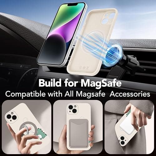 Aoldimu Aesthetics Green Dinosaur Phone Case for iPhone 14 Case Compatible with Magsafe Slim Soft Silicone Shockproof Protective Girly Funda with Dinosaur Pattern for iPhone 14 6.1 Inch thumbnail 2