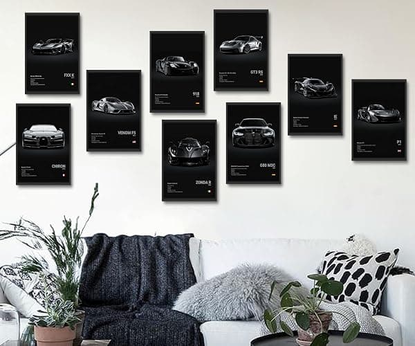 dazongweihan 9pcs Super Car Posters for Boys Room, Racing Car Wall Art for Men Guys, Sports Car Wall Decor, Race Cars Pictures Wall Decor for Bedroom Dorm Man Cave (Unframe,8x12inch) (U1) thumbnail 8