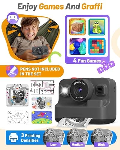 Yehtta Kids Camera Instant Print, Christmas Birthday Gifts for 3-12 Year Old Boys Girls, 2.4in Screen 1080P Kids Digital Camera Toys for Kids Age 3 4 5 6 7 8 9 10 with 3 Rolls Print Paper 32G Card thumbnail 5