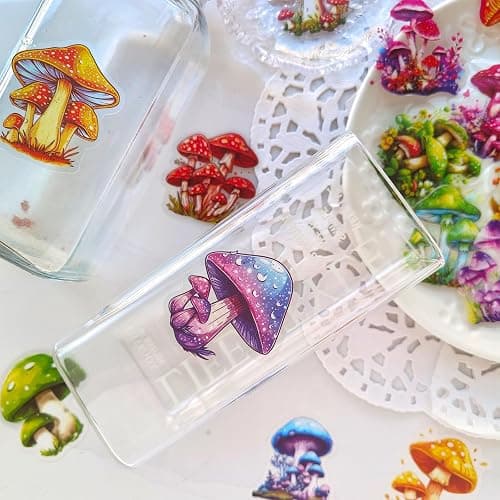 Ychsring Colorful Mushroom Stickers - 50 Pcs Clear PET Mushroom Aesthetic Stickers for Scrapbooking, Journaling, Junk Journal, Scrapbook Supplies - Waterproof Transparent for Resin, Crafts Decorative thumbnail 4