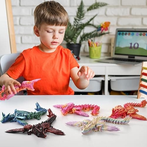 GemmiCho 3D Printed Dragon with Wings, 11" 3D Printed Dragon Toys for Kids, 3D Dragon for Stress Relief, Surprise Animals Figurines Fidget Dragon Toys for Boys Kids Teen 5-7 4-6 8-12 thumbnail 7