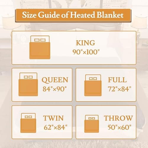 BRILLIO Electric Heated Blanket Flannel & Sherpa 62"x84" Twin Size - 4 Heat Levels, 10H Auto Shut Off, Fast Heating, Cozy and Comfortable, Warm Gifts, Machine Washable - White thumbnail 8