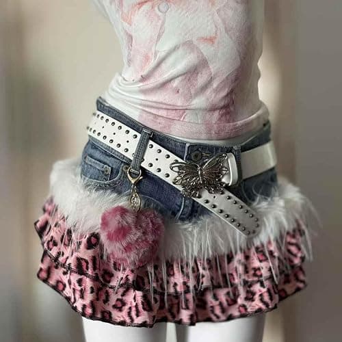 Gyaru Mcbling Leopard Skirts Harajuku Alt Y2K Coquette Shoujo Girl Clothes 2000s Jfashion Scenecore Jojifuku thumbnail 2
