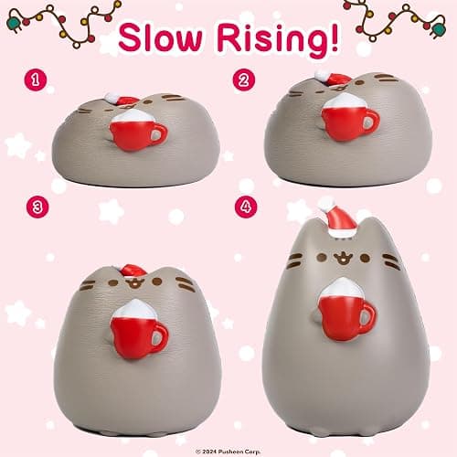 Hamee Pusheen The Cat Christmas Jumbo Squishy Toy Collectible Slow Rising Cute SquiSHU Birthday Gift, Party Favors, Stress Relief – Holiday Pusheen with Hot Cocoa thumbnail 5