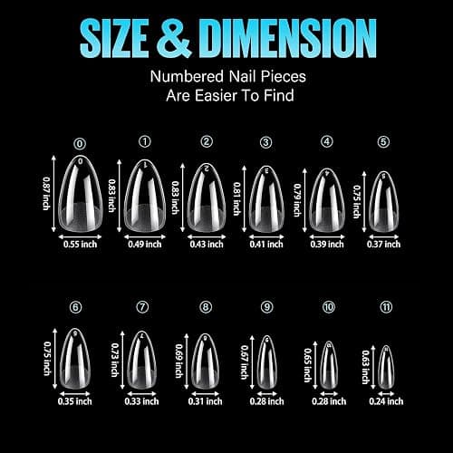 Curvlife Soft Gel X Nails Tips Acrilic Full Cover Nails 500pcs Clear Almond Press On Nails Salon Diy Nails At Home (Clear Frosted-teardrop-shaped, 500pcs) thumbnail 2