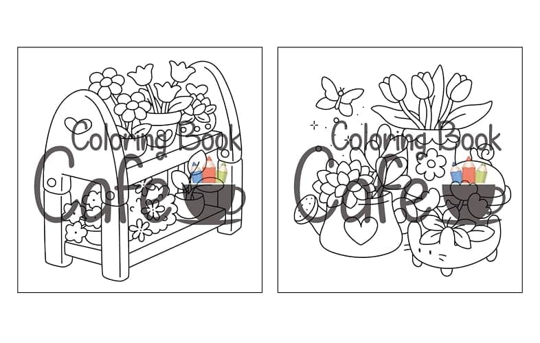 Tiny Gardens: Cute & Comfy Coloring Book for Adults and Teens Featuring Adorable Garden Scenes thumbnail 15
