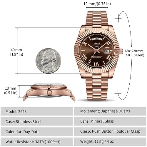 NIBOSI Men Watches Analog Quartz Stainless Steel Rose Gold Silver Watches for Men Waterproof Business Classic Desiger Wrist Watch with Day Date thumbnail 3