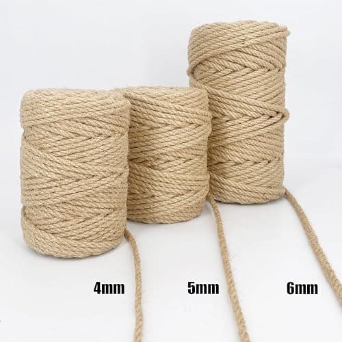 Leecogo 4mm Jute Rope 164 Feet Heavy Duty and Thick Twine Rope for Gardening Arts Crafts Packing Bundling Recycling and Home Decor thumbnail 6
