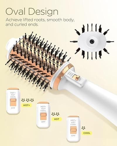 Plavogue Dual Voltage Blow Dryer Brush for European Travel,110V-240V Hot Air Brush with Volumizer, Negative Ionic Anti-Frizz - Styling Brush with Ceramic Coating for Long/Mid Hair Types, Oval Shape thumbnail 5