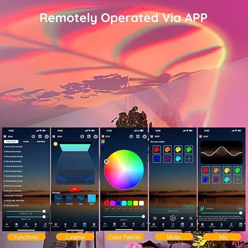 Neroupe Sunset Lamp Projector with APP Control Multicolor Changing Led Lights for Room, 360 Degree Rotation Sunlight Lamp Set Mood Lighting Bedroom Decor Photography for Women thumbnail 3