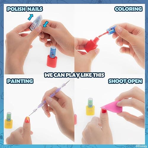 Townley Girl Disney Stitch 15 Piece Water-Based Nail Art Activity Makeup Set, Includes Nail Polish, Nail Brush and Nail Files, For Parties, Sleepovers and Makeovers, Ages 6 thumbnail 4