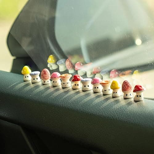 Rislobx 12PCS Mushroom Car Dashboard Decorations, Cute Mushroom Decor for Women Rear View Mirror Ornament Cute Car Decor Interior Dashboard Accessories for Home Office thumbnail 5