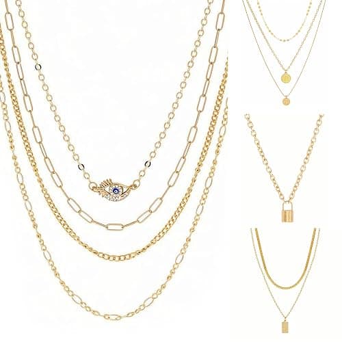HaHaGirl Gold plate and Silver Plated Jewelry Sets for Women Costume Jewelry Chain Necklace Bracelet Earrings and Rings Sets for Women thumbnail 4