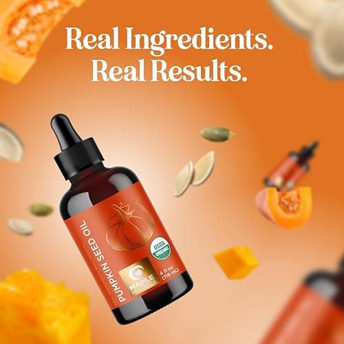 Maple Holistics Pumpkin Seed Oil Organic Certified - 100% Pure Organic Pumpkin Seed Oil for Hair and Anti Aging Face Oil - USDA Organic for Dry Hair and Volume - Virgin Cold Pressed & Unrefined (4oz) thumbnail 7