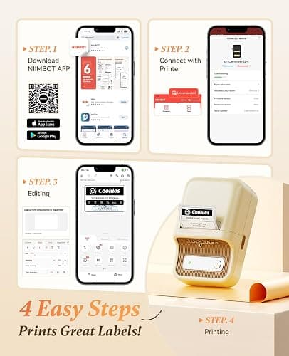 NIIMBOT B21 Label Maker, Thermal Label Printer, Portable Inkless Label Makers for Home/Office/Business, with 1 Pack 50x30mm White Label, Compatible with iOS & Android, (White) thumbnail 8