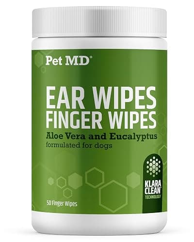 Dog Ear Cleaning Finger Wipes with Aloe Vera & Eucalyptus Oil – Veterinarian Formulated Pet Ear Wipes for Dog Ear Care – Made in USA – 50 Count - Image 1
