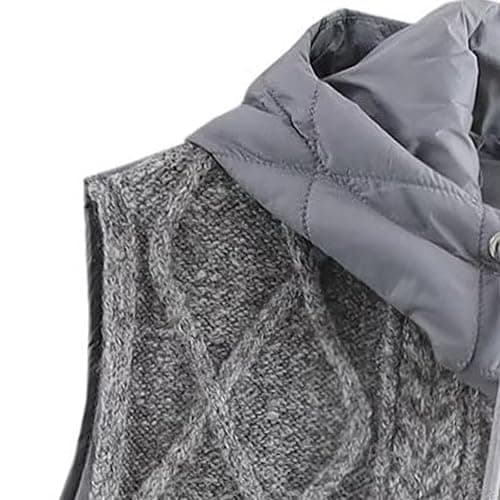 CUFEZN Women's Quilted Hooded Knit Vest Lightweight Padded Sleeveless Jacket, Casual Retro Layered Sweater Vest thumbnail 6