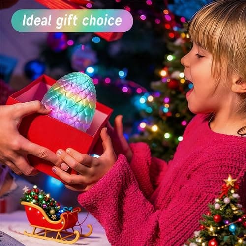 YILCER 12" 3D Printed Dragon Egg, Mystery Articulated Crystal Dragon Egg Fidget Toys, 3D Print Surprise Animals Toy for Kid Teen Boy Girls (Rainbow Color) thumbnail 6